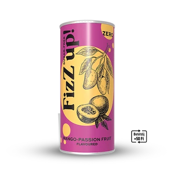FIZZ UP! MANGÓ-MARACUJA ÍZŰ SZÉNSAVAS ÜDÍTŐITAL ÉDESÍTŐSZEREKKEL 250ML