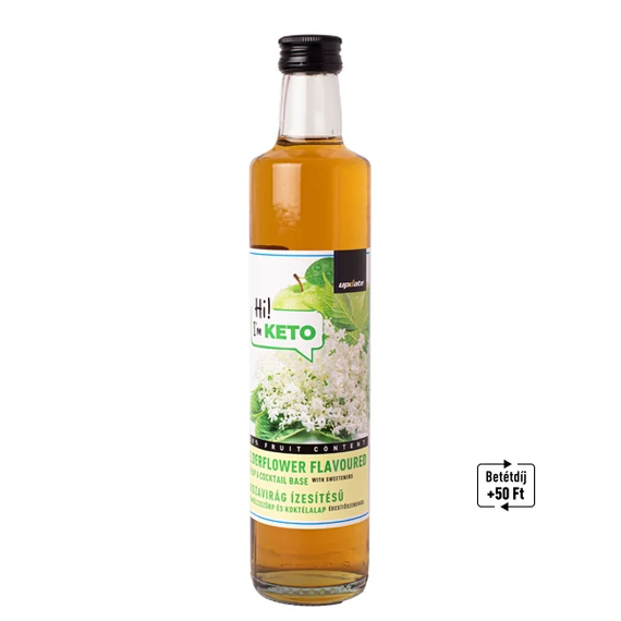 KETO BODZAVIRÁG ÍZESÍTÉSŰ GYÜMÖLCSSZÖRP  ÉS KOKTÉLALAP ÉDESÍTŐSZEREKKEL 500 ML UPDATE