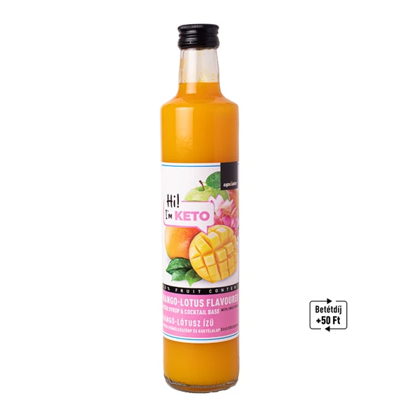 KETO MANGÓ-LÓTUSZ ÍZŰ GYÜMÖLCSSZÖRP  ÉS KOKTÉLALAP ÉDESÍTŐSZEREKKEL 500 ML UPDATE