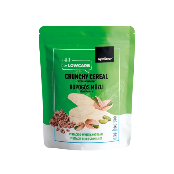 LOW CARB GLUTÉNMENTES, SÜLT, ROPOGÓS MÜZLI PISZTÁCIÁVAL ÉS FEHÉR CSOKI DARABOKKAL 275 G UPDATE