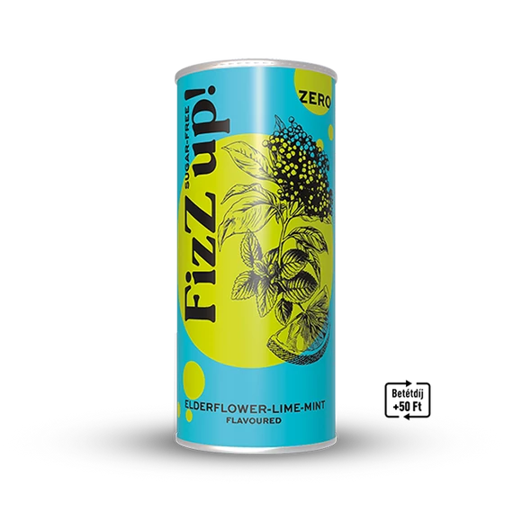 FIZZ UP! BODZA-LIME-MENTA ÍZŰ SZÉNSAVAS ÜDÍTŐITAL ÉDESÍTŐSZEREKKEL 250ML