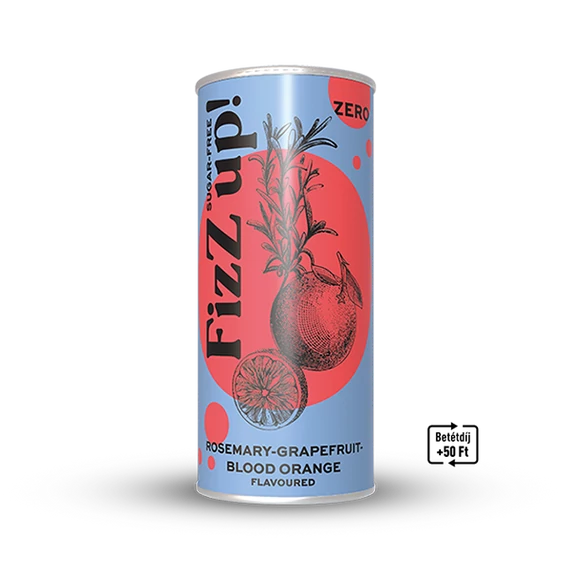 FIZZ UP! VÉRNARANCS-ROZMARING ÍZŰ SZÉNSAVAS ÜDÍTŐITAL ÉDESÍTŐSZEREKKEL 250ML
